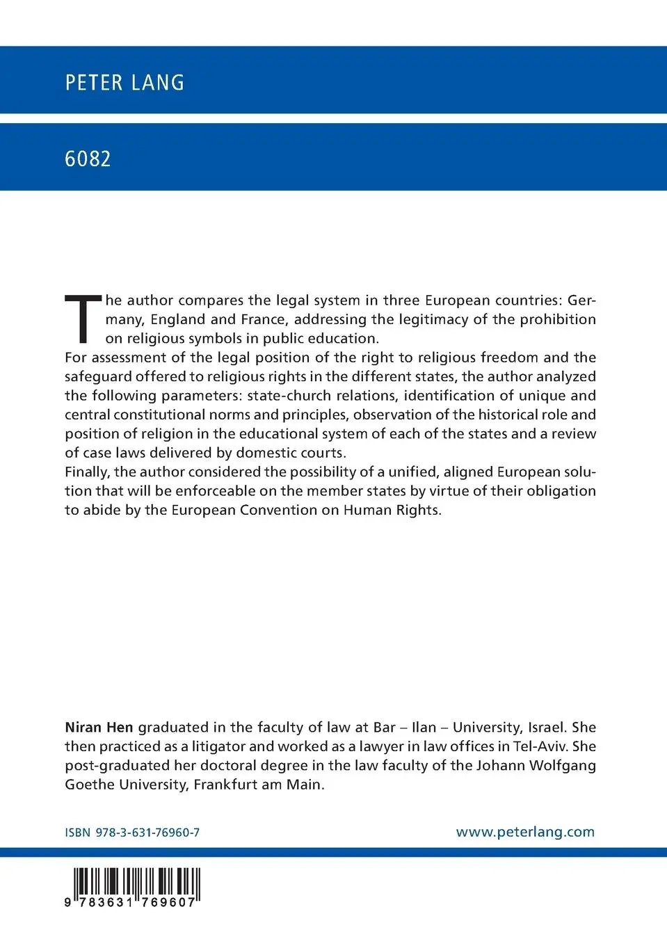 Rückseite: 9783631769607 | Legitimization of Religious Symbols in the Education - Development...