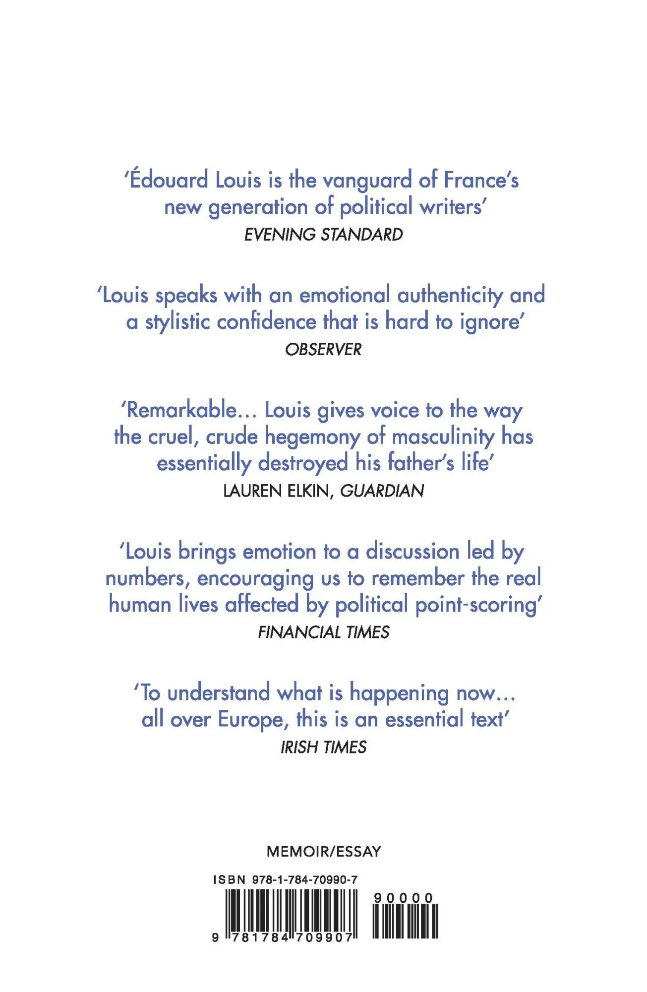 Rückseite: 9781784709907 | Who Killed My Father | Edouard Louis | Taschenbuch | 96 S. | Englisch