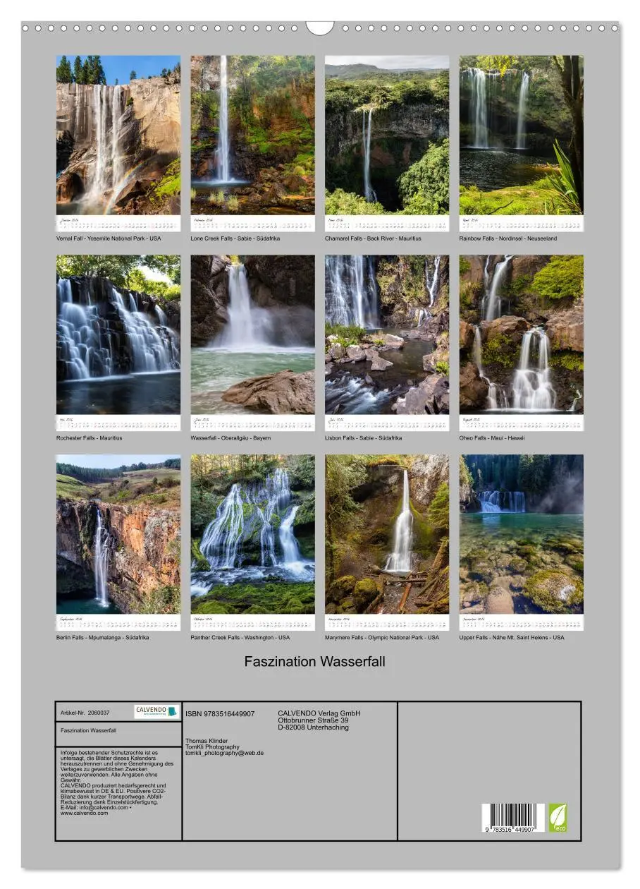 Bild: 9783516449907 | Faszination Wasserfall (Wandkalender 2026 DIN A2 hoch), CALVENDO...