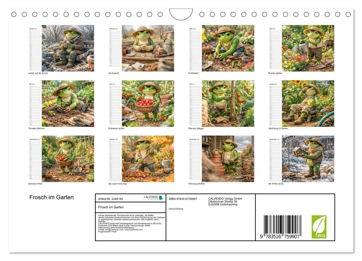 Bild: 9783516759907 | Frosch im Garten (Wandkalender 2027 DIN A4 quer), CALVENDO...