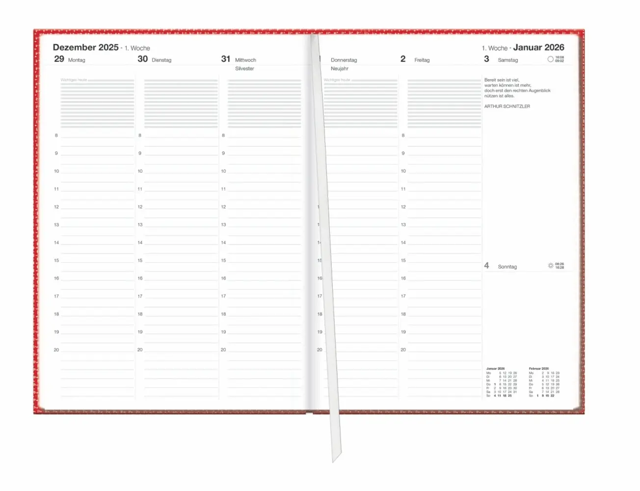 Bild: 9783756409907 | Terminer A6, Struktur rot 2026 | Heye | Buch | Bürokalender Heye