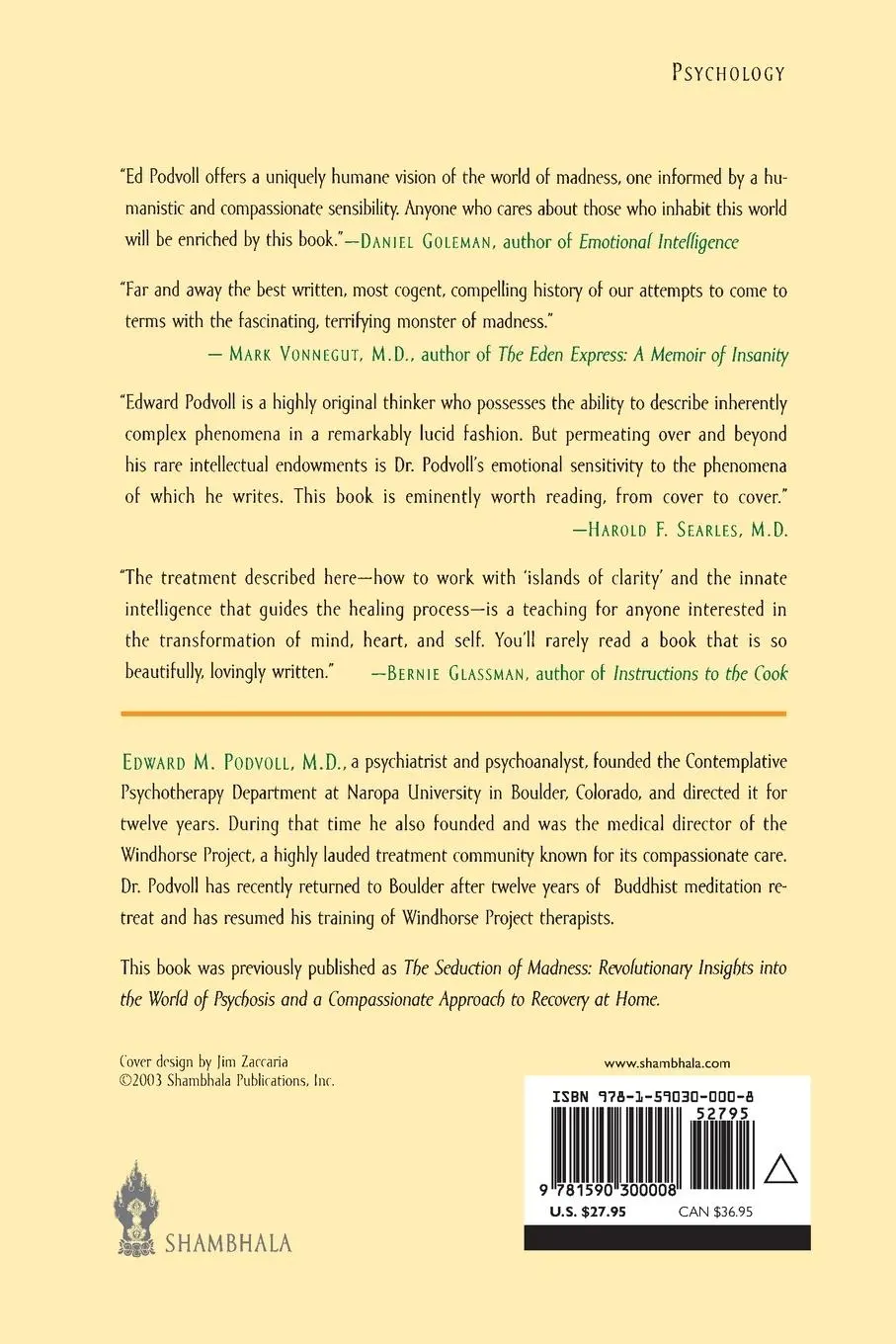 Rückseite: 9781590300008 | Recovering Sanity | Edward M. Povdoll | Taschenbuch | Englisch | 2003