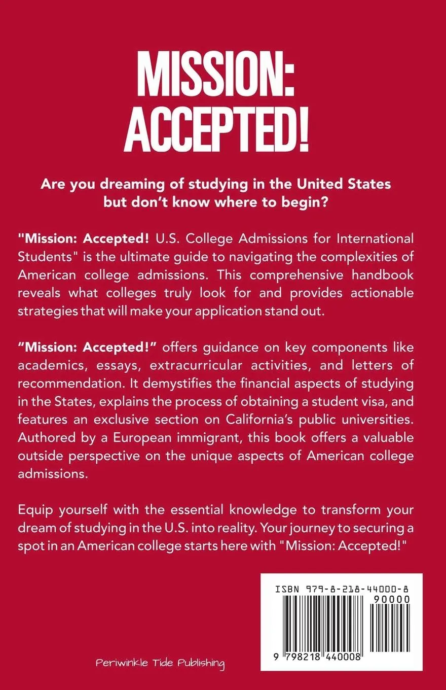 Rückseite: 9798218440008 | Mission Accepted! | U.S. College Admissions for International Students