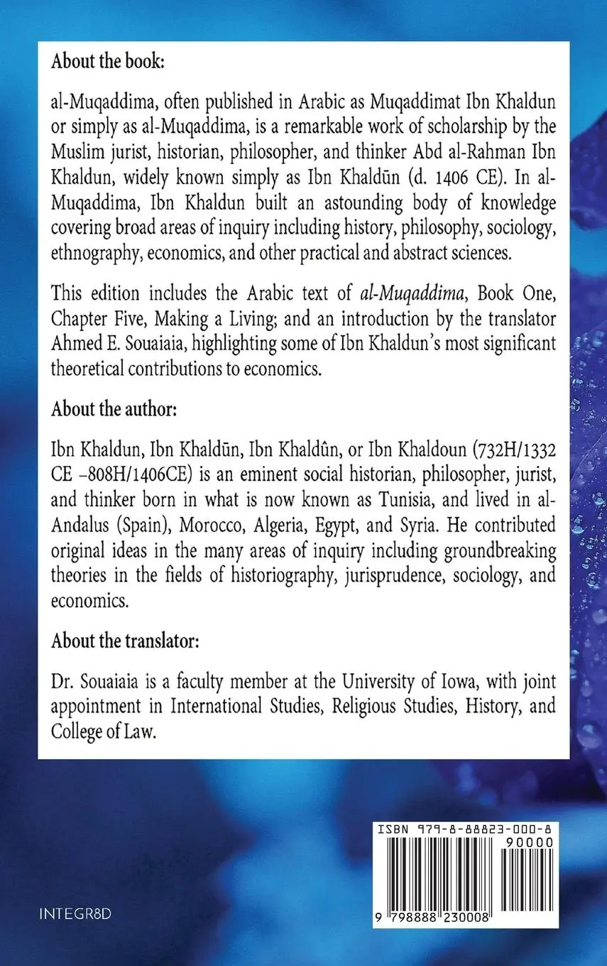 Rückseite: 9798888230008 | al-Muqaddima | al-Ma`ash--English and Arabic Texts | Khaldun | Buch