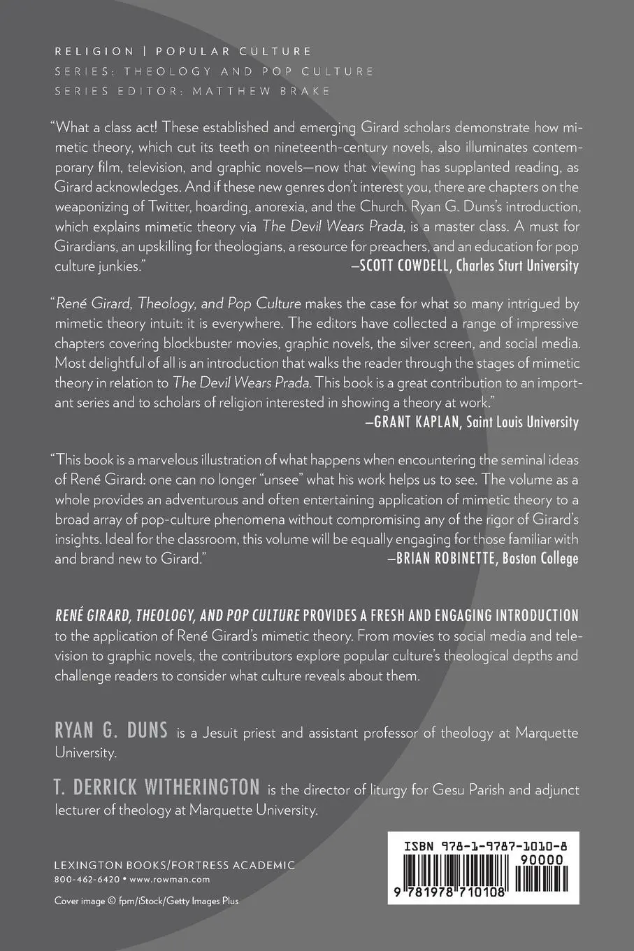 Rückseite: 9781978710108 | René Girard, Theology, and Pop Culture | Ryan G. Duns (u. a.) | Buch