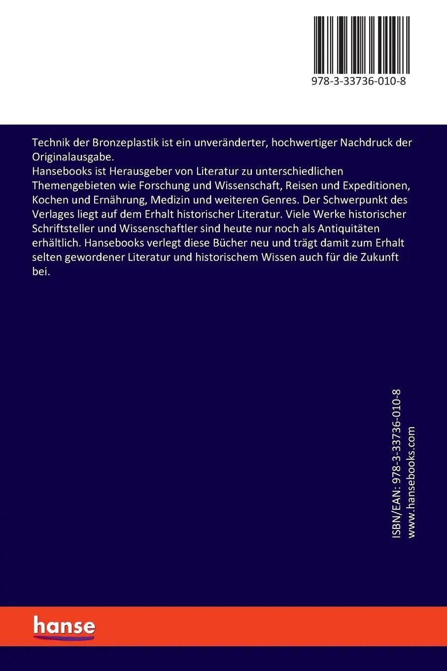Rückseite: 9783337360108 | Technik der Bronzeplastik | Hermann Lüer | Taschenbuch | 312 S. | 2019
