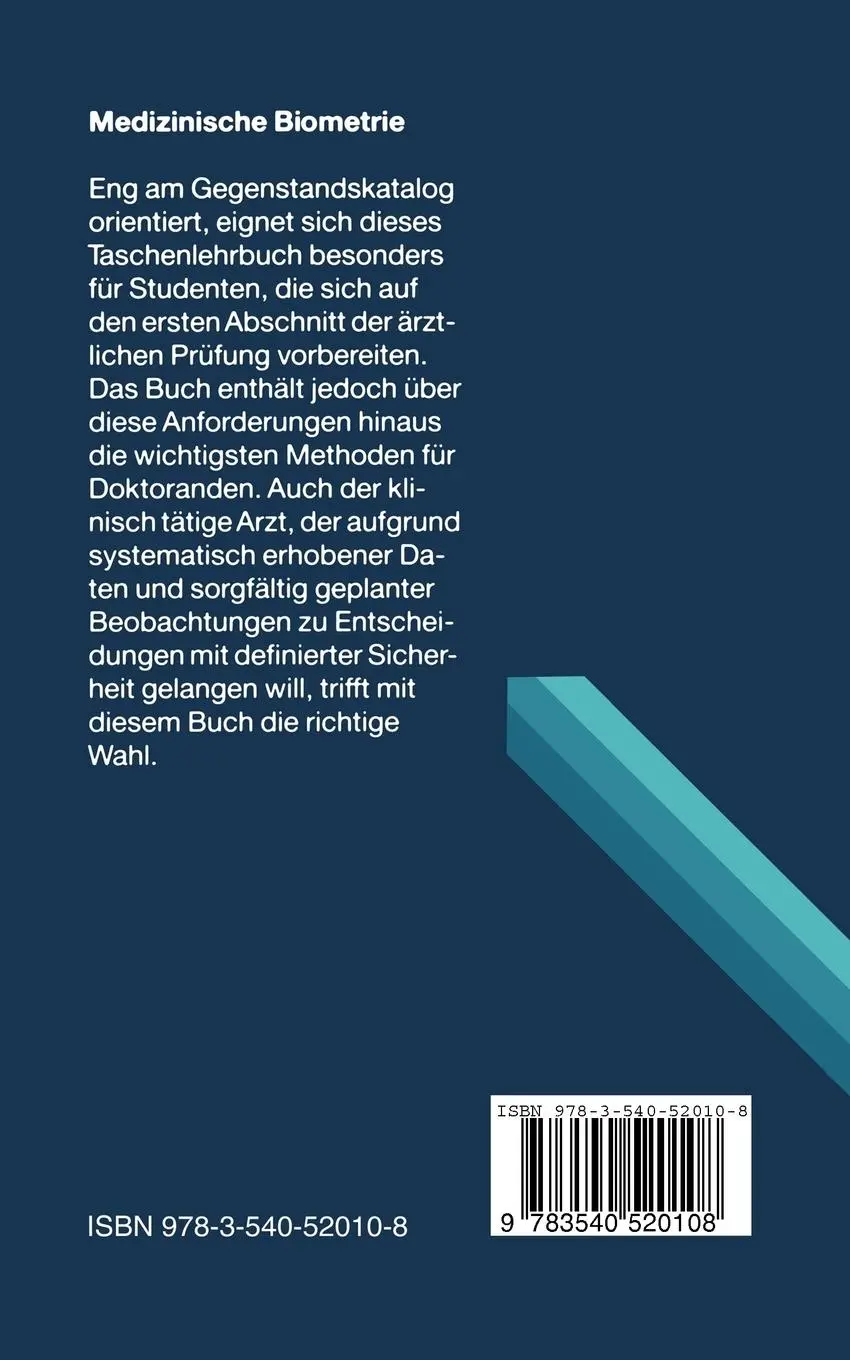 Rückseite: 9783540520108 | Medizinische Biometrie | Biomathematik und Statistik | Taschenbuch