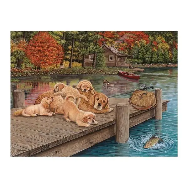 Bild: 625012480208 | Cobble Hill Golden Retriever am Steg 275 Teile | Spiel | In Spielebox
