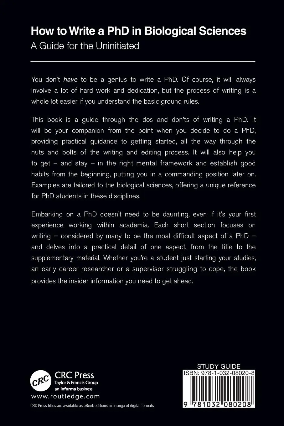 Rückseite: 9781032080208 | How to Write a PhD in Biological Sciences | John Measey | Taschenbuch