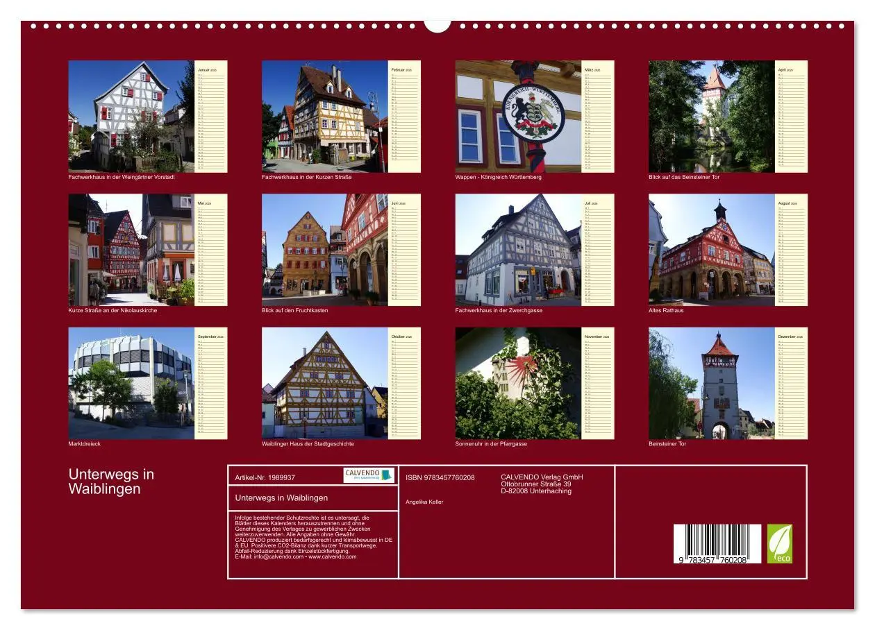 Bild: 9783457760208 | Unterwegs in Waiblingen (hochwertiger Premium Wandkalender 2026 DIN...