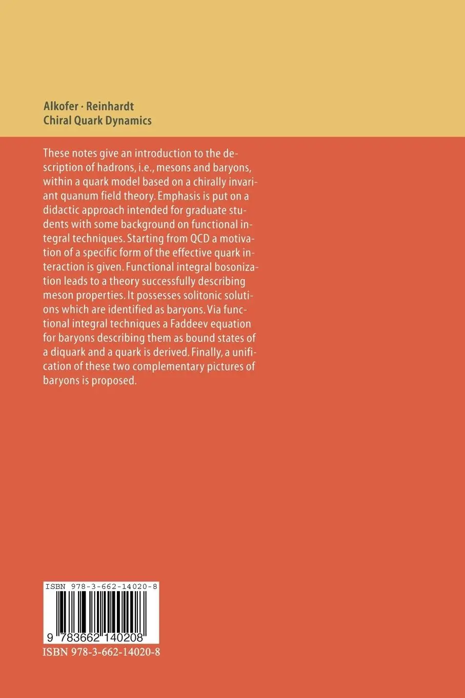 Rückseite: 9783662140208 | Chiral Quark Dynamics | Reinhard Alkofer (u. a.) | Taschenbuch | viii