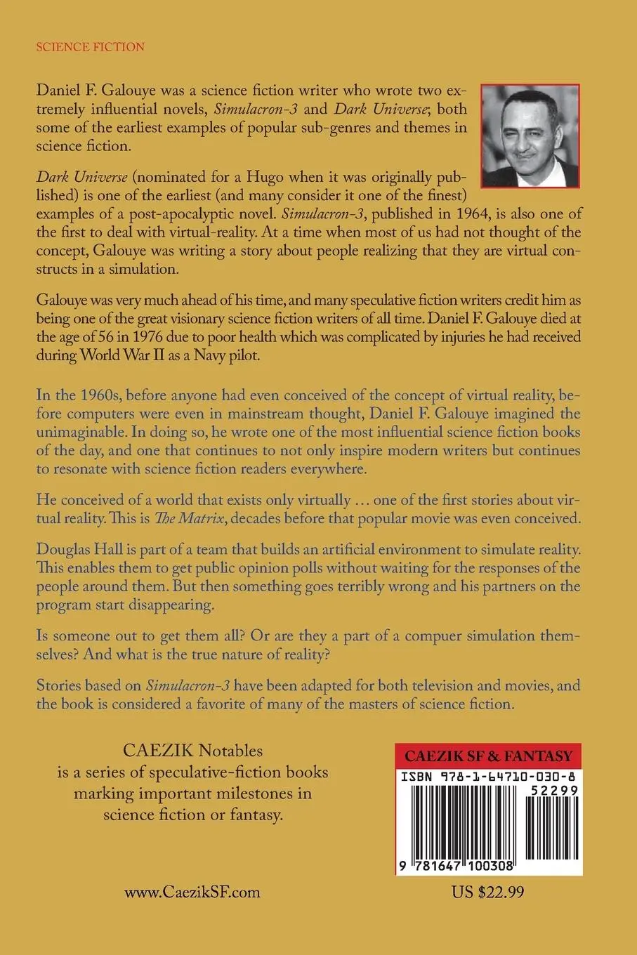 Rückseite: 9781647100308 | Simulacron-3 | Daniel F Galouye | Taschenbuch | Englisch | 2021