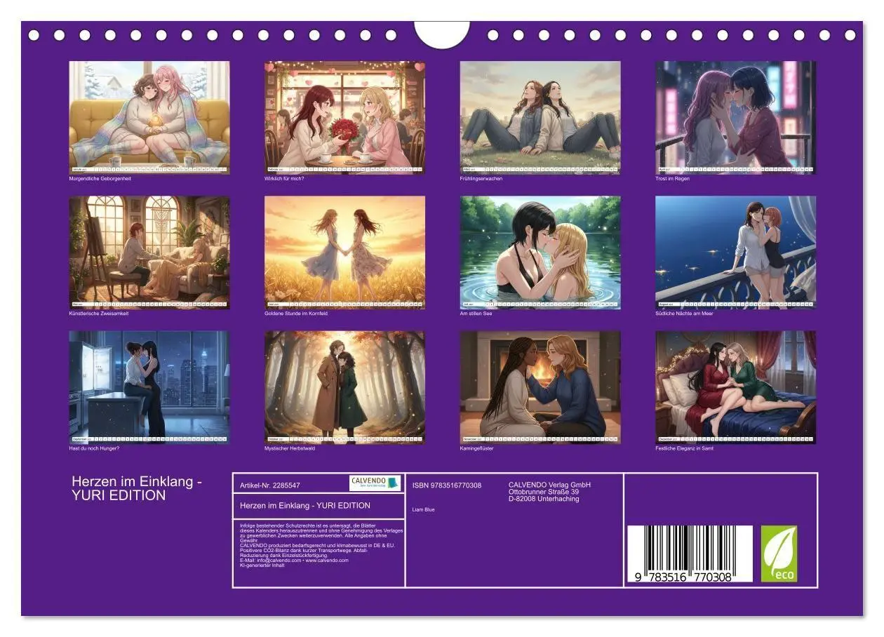 Bild: 9783516770308 | Herzen im Einklang - YURI EDITION (Wandkalender 2027 DIN A4 quer),...