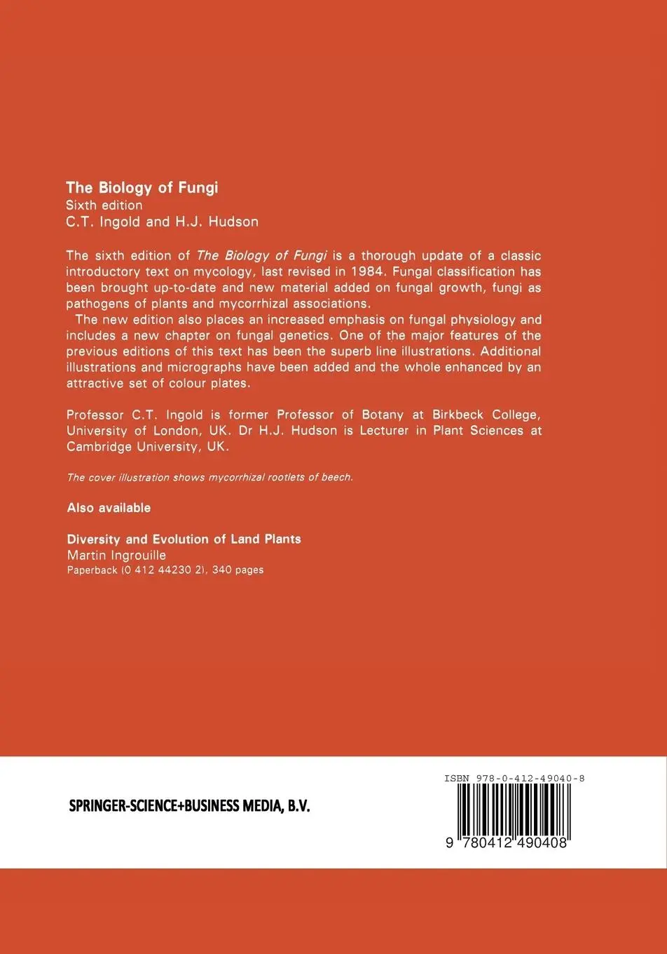 Rückseite: 9780412490408 | The Biology of Fungi | C. T. Ingold | Taschenbuch | viii | Englisch
