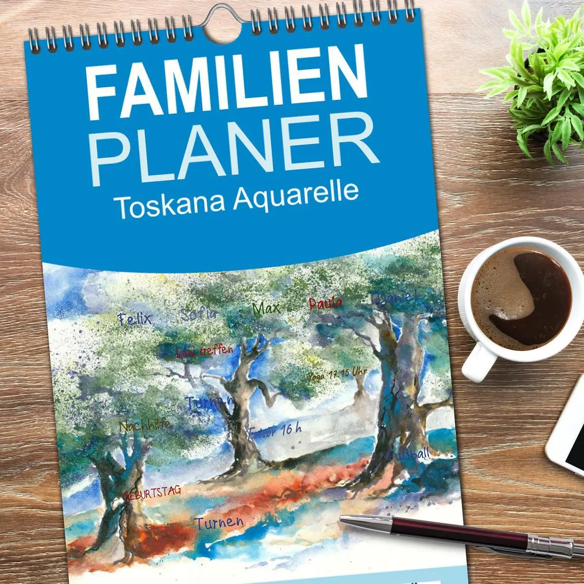 Bild: 9783516520408 | Familienplaner 2026 - Toskana Aquarelle mit 5 Spalten...