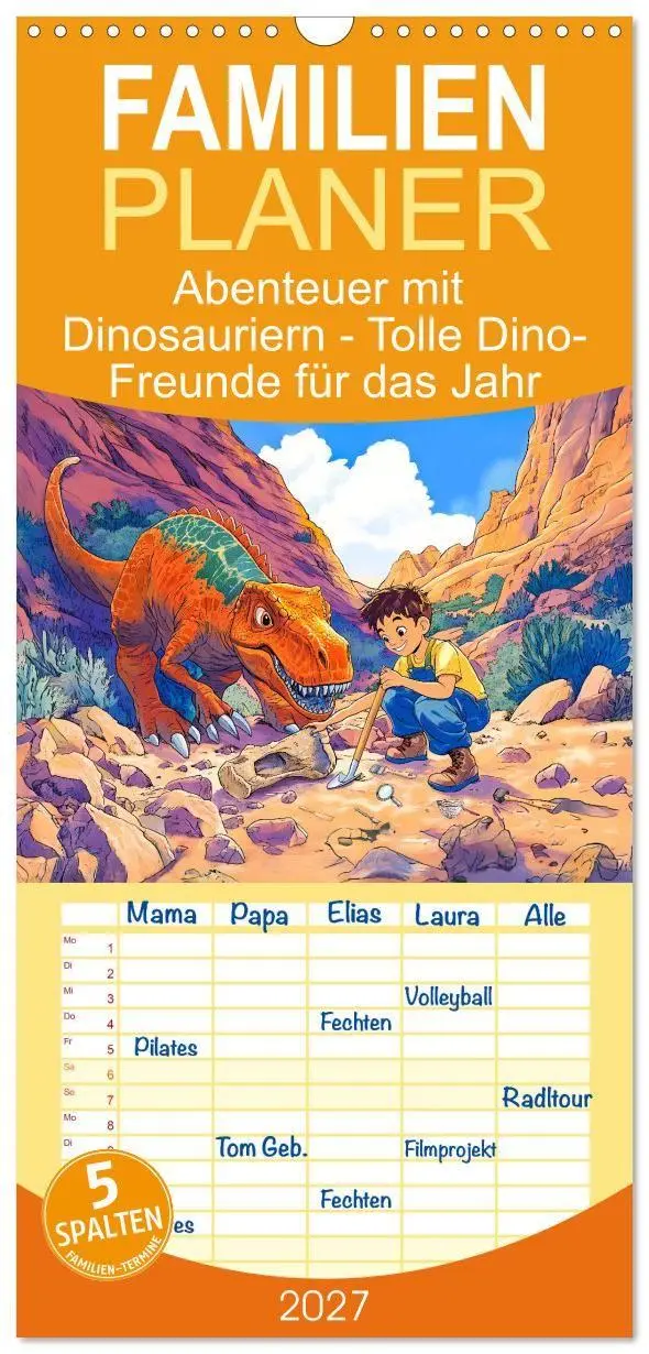 Cover: 9783594290408 | Familienplaner 2027 - Abenteuer mit Dinosauriern - Tolle...