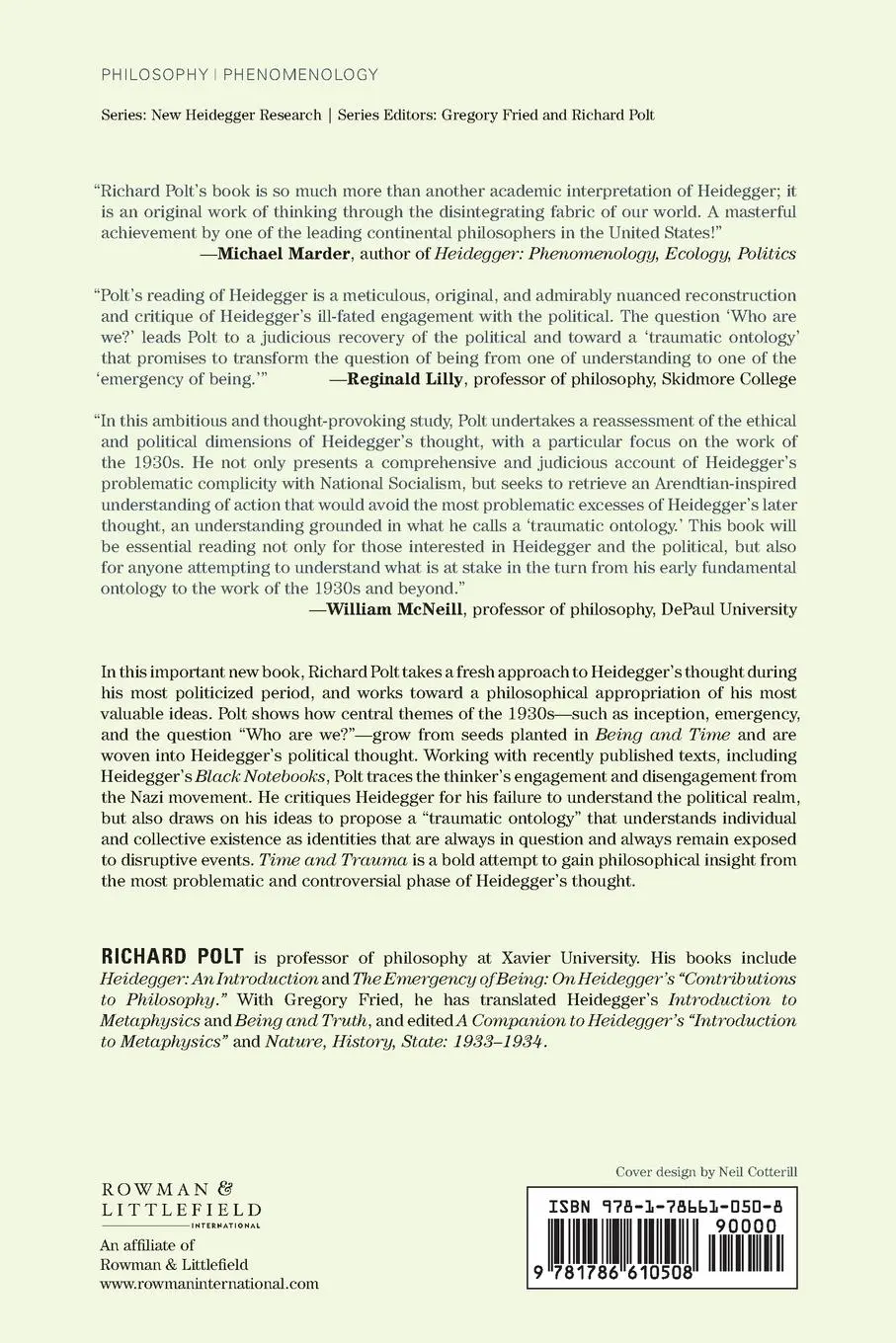 Rückseite: 9781786610508 | Time and Trauma | Thinking Through Heidegger in the Thirties | Polt
