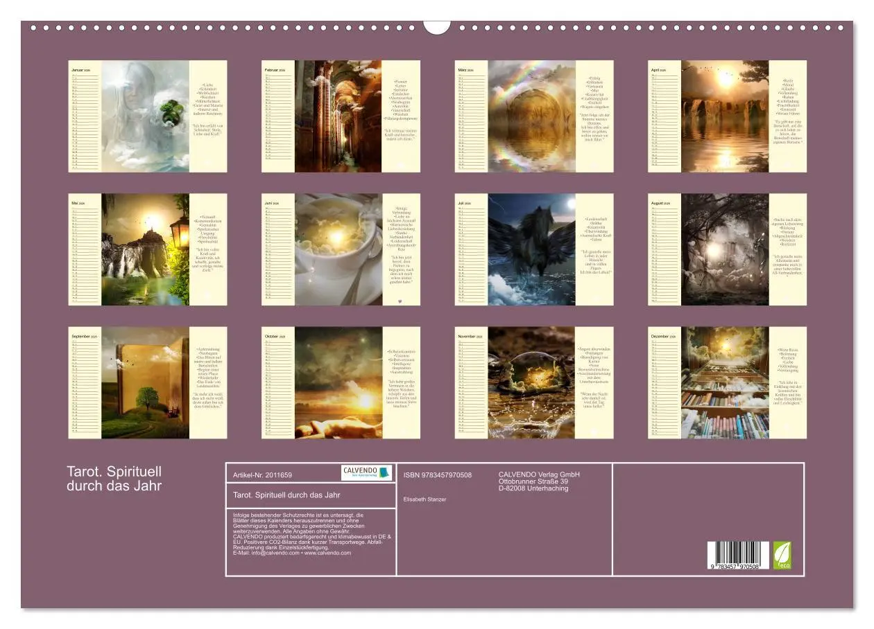 Bild: 9783457970508 | Tarot. Spirituell durch das Jahr (Wandkalender 2026 DIN A2 quer),...