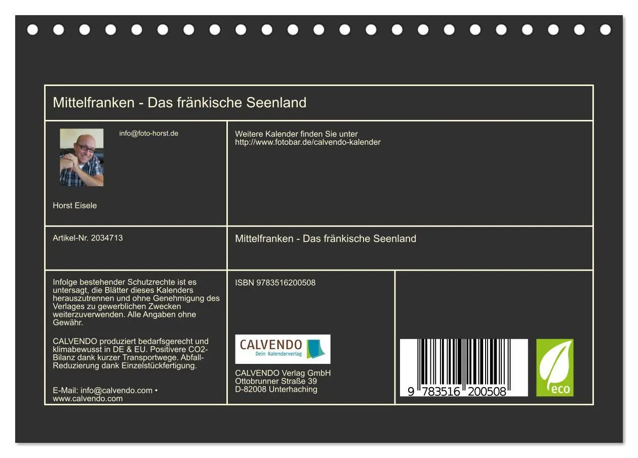 Bild: 9783516200508 | Mittelfranken - Das fränkische Seenland (Tischkalender 2026 DIN A5...