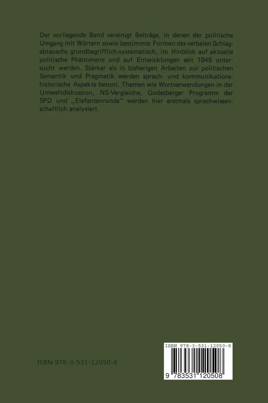 Rückseite: 9783531120508 | Politische Semantik | Josef Klein | Taschenbuch | 327 S. | Deutsch