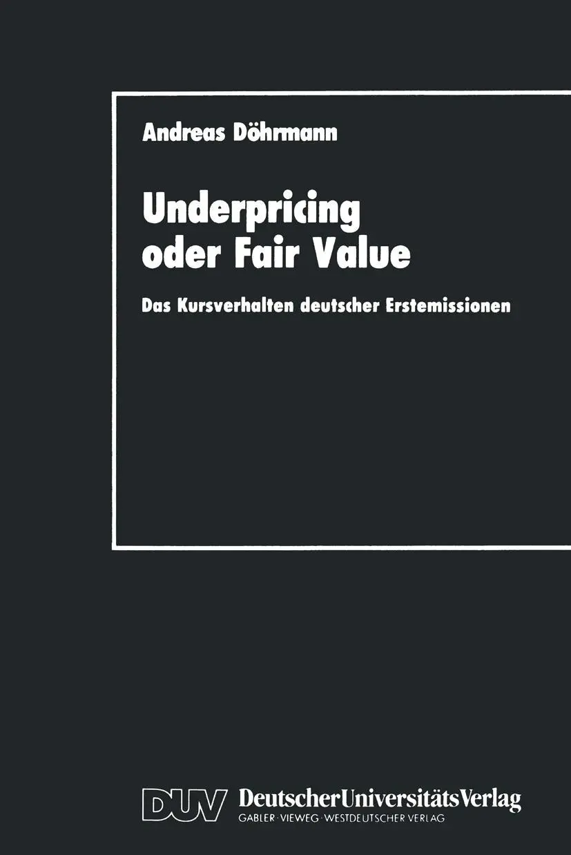 Cover: 9783824400508 | Underpricing oder Fair Value | Andreas Döhrmann | Taschenbuch | 433 S.