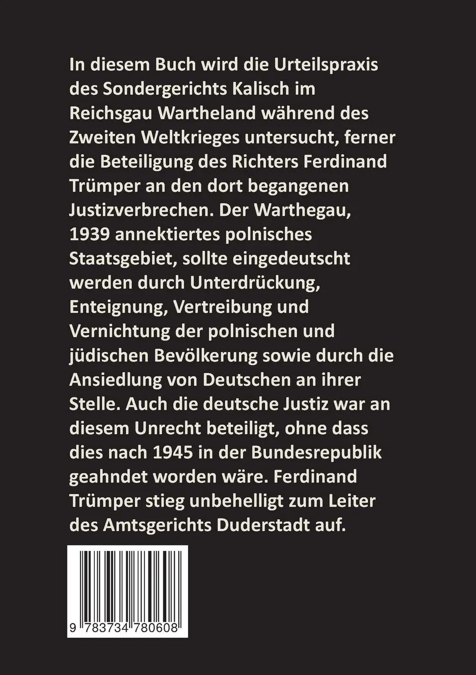 Rückseite: 9783734780608 | Urteile des Sondergerichts Kalisch und der Richter Ferdinand Trümper