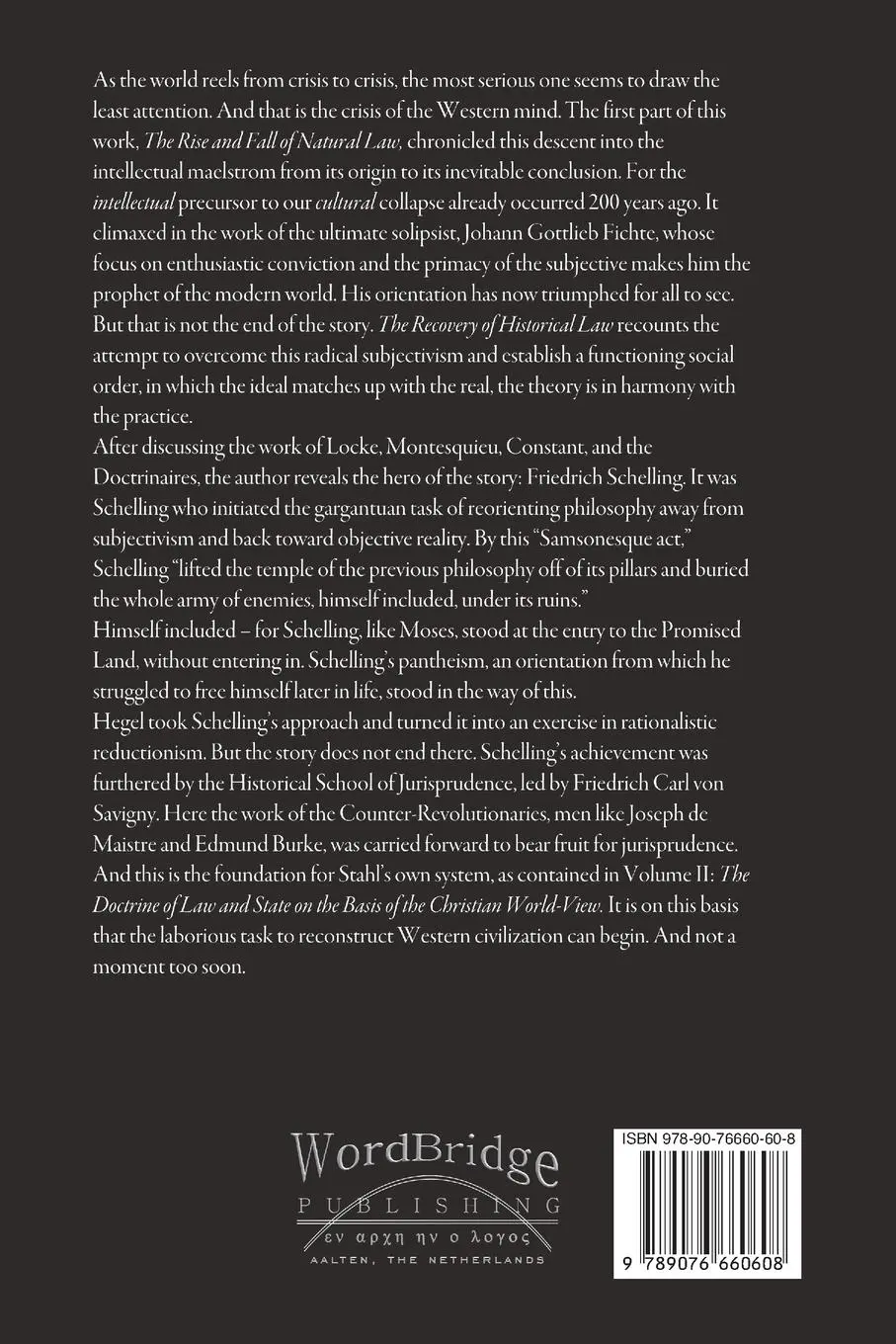 Rückseite: 9789076660608 | The Recovery of Historical Law | Friedrich Julius Stahl | Taschenbuch