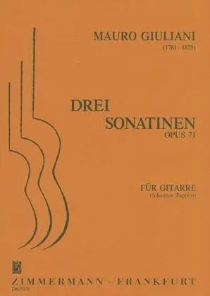 Cover: 9790010270708 | Drei Sonatinen op. 71 | op. 71. Gitarre. | Johannes Tappert | Buch