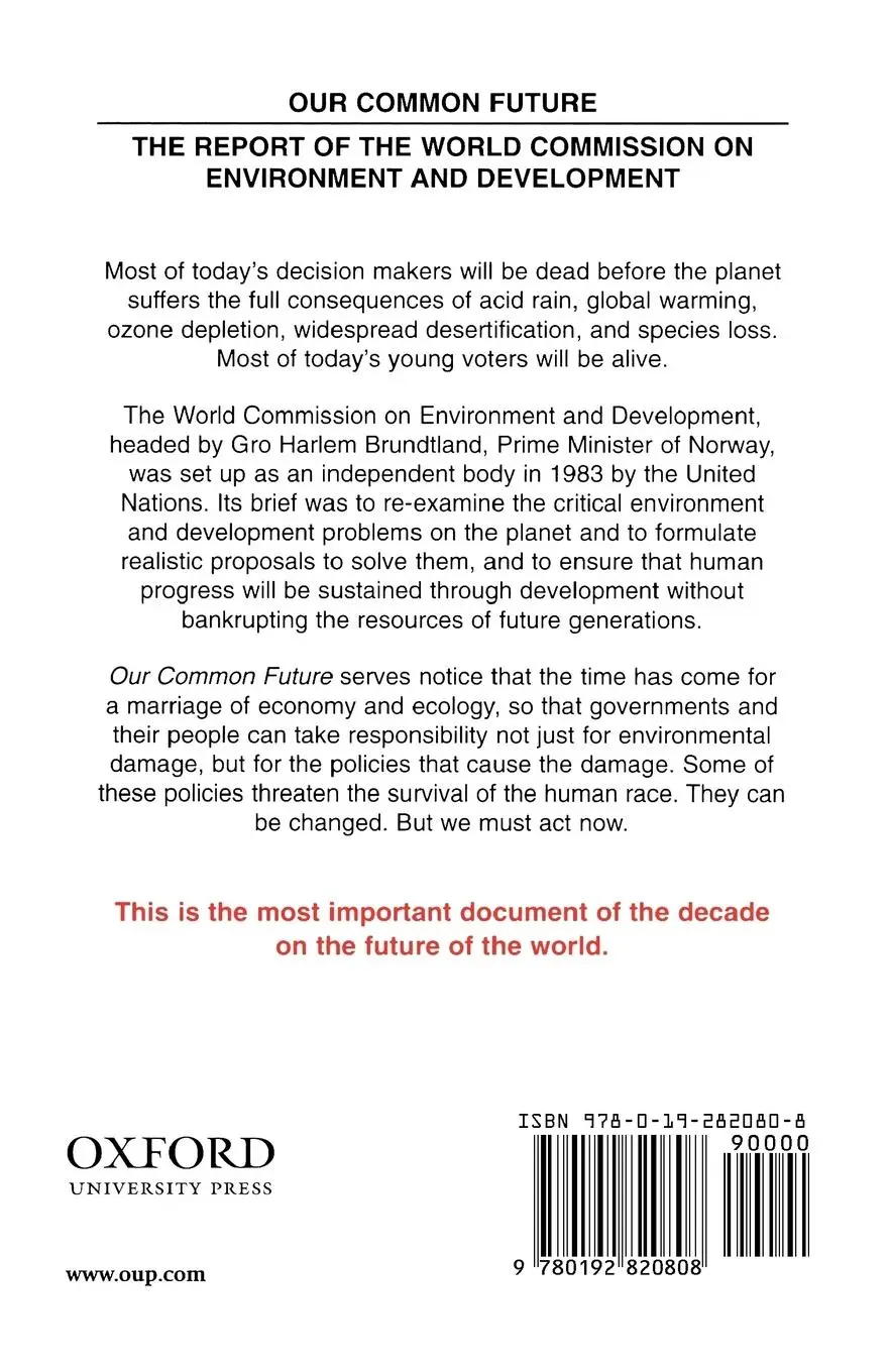 Rückseite: 9780192820808 | Our Common Future | World Commission On Employment (u. a.) | Buch