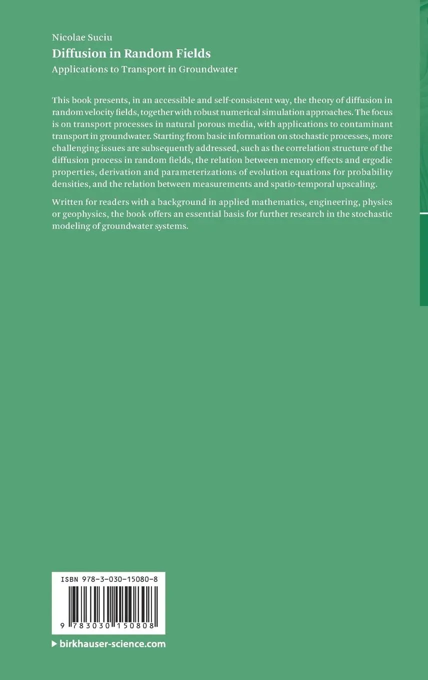 Rückseite: 9783030150808 | Diffusion in Random Fields | Applications to Transport in Groundwater