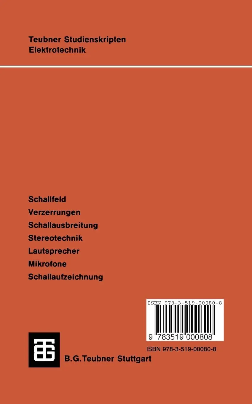 Rückseite: 9783519000808 | Elektroakustik | K. Heidermanns | Taschenbuch | 138 S. | Deutsch