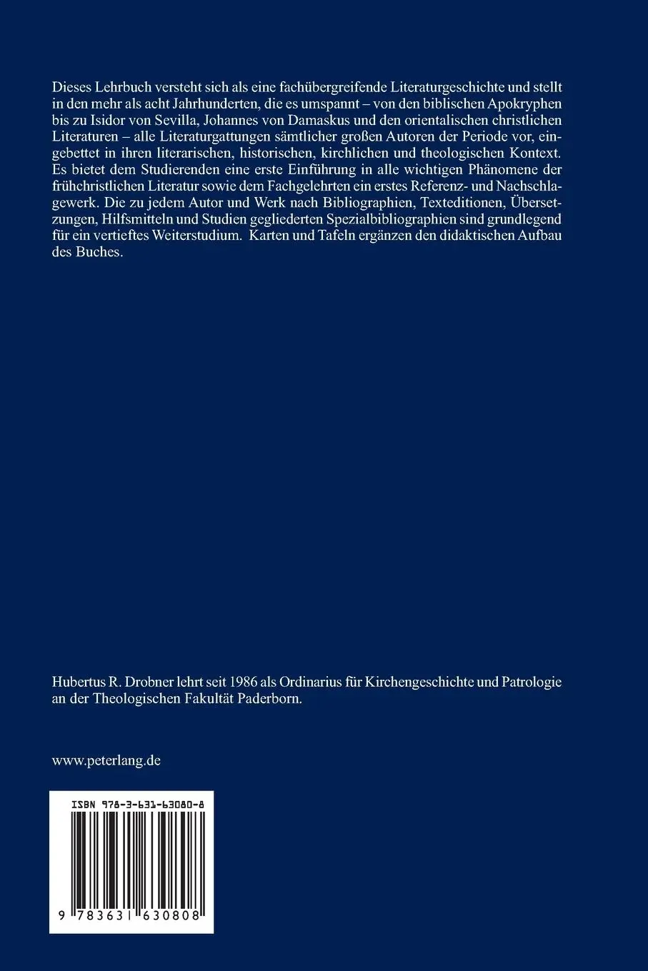 Rückseite: 9783631630808 | Lehrbuch der Patrologie | Hubertus Drobner | Taschenbuch | 576 S.