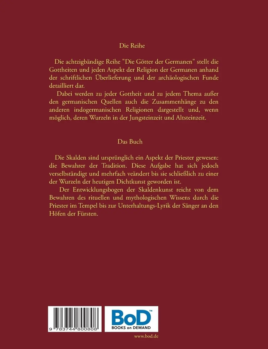 Rückseite: 9783744800808 | Skalden und Skaldinnen | Die Götter der Germanen - Band 61 | Buch