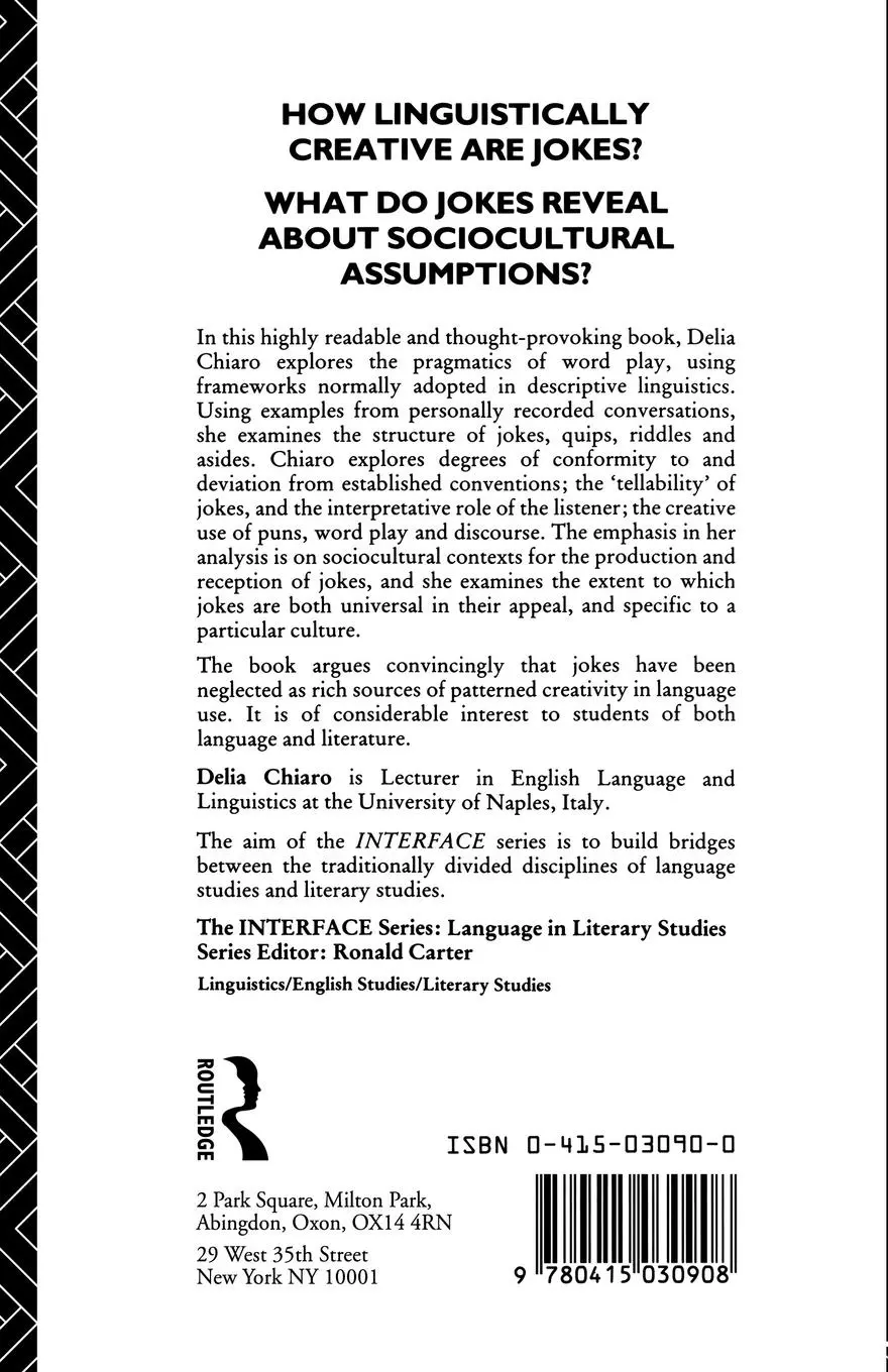 Rückseite: 9780415030908 | The Language of Jokes | Analyzing Verbal Play | Delia Chiaro | Buch