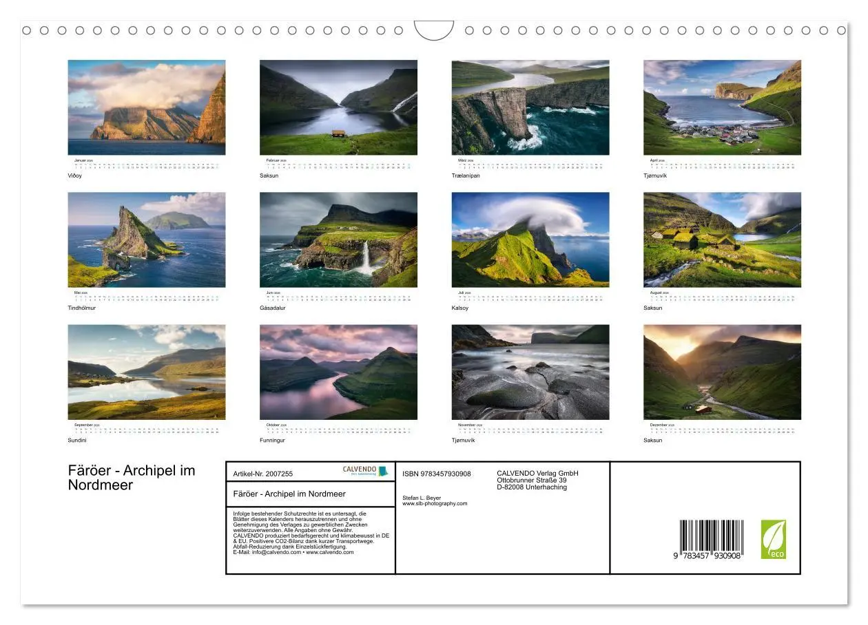 Bild: 9783457930908 | Färöer - Archipel im Nordmeer (Wandkalender 2026 DIN A3 quer),...