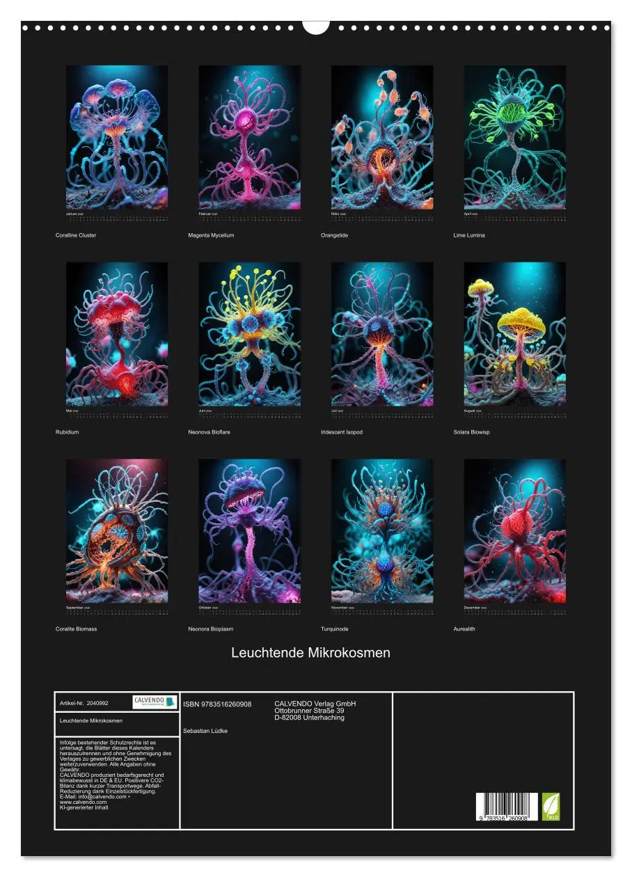 Bild: 9783516260908 | Leuchtende Mikrokosmen (Wandkalender 2026 DIN A2 hoch), CALVENDO...