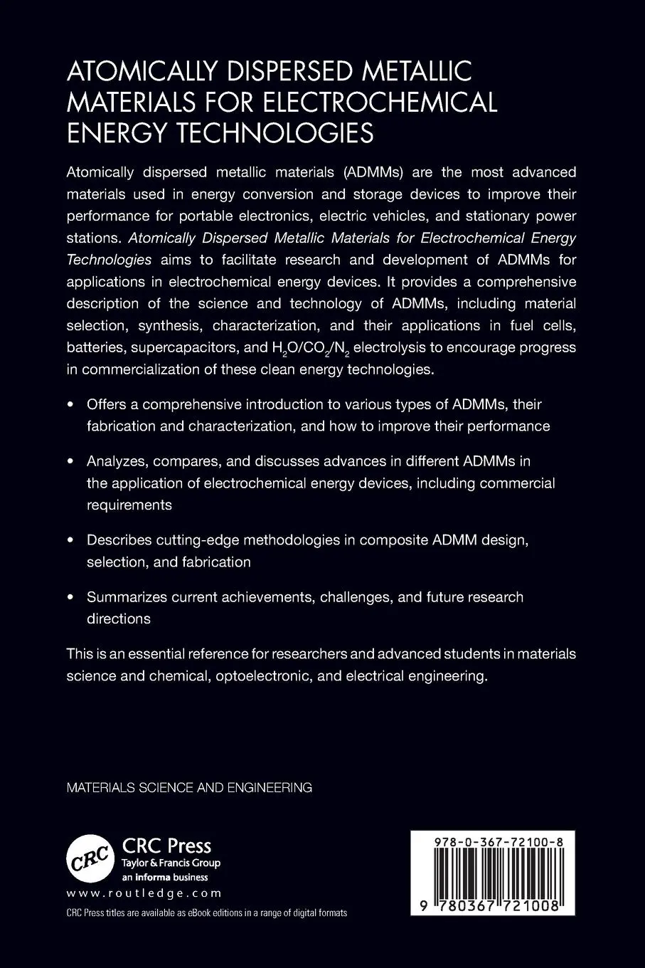 Rückseite: 9780367721008 | Atomically Dispersed Metallic Materials for Electrochemical Energy...
