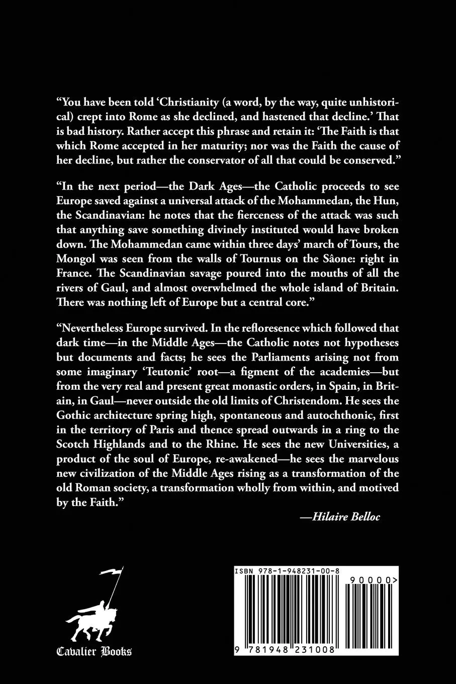 Rückseite: 9781948231008 | Europe and the Faith | Hilaire Belloc | Taschenbuch | Englisch | 2018
