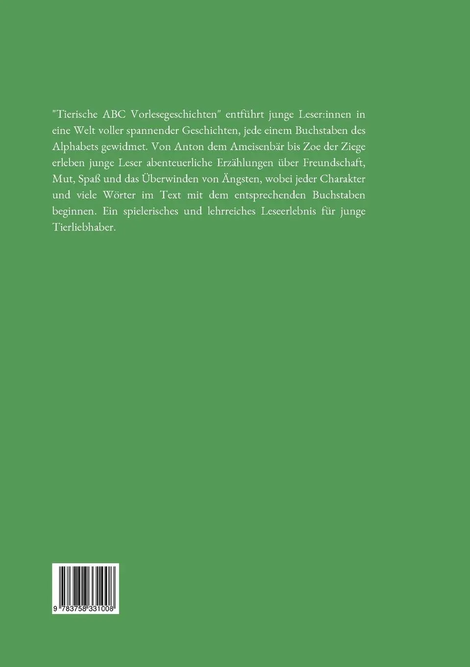 Rückseite: 9783758331008 | 26 tierische ABC Vorlesegeschichten | Luca West | Taschenbuch | 82 S.
