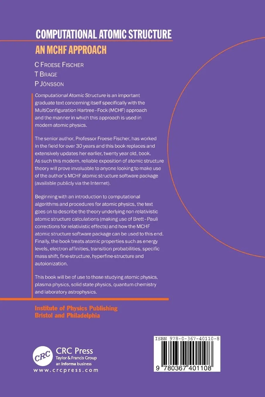 Rückseite: 9780367401108 | Computational Atomic Structure | An MCHF Approach | Froese-Fischer