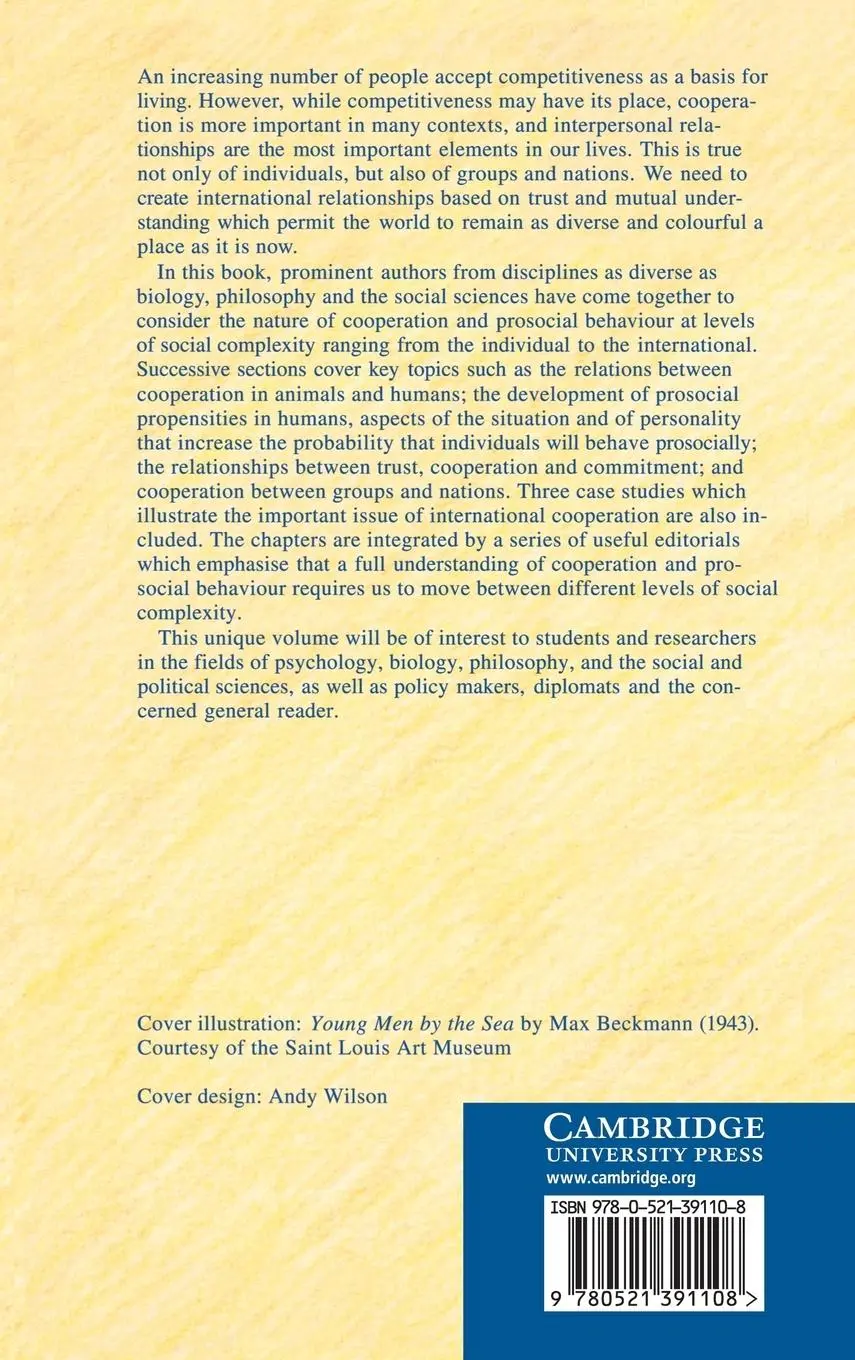 Rückseite: 9780521391108 | Cooperation and Prosocial Behaviour | Robert A. Hinde (u. a.) | Buch