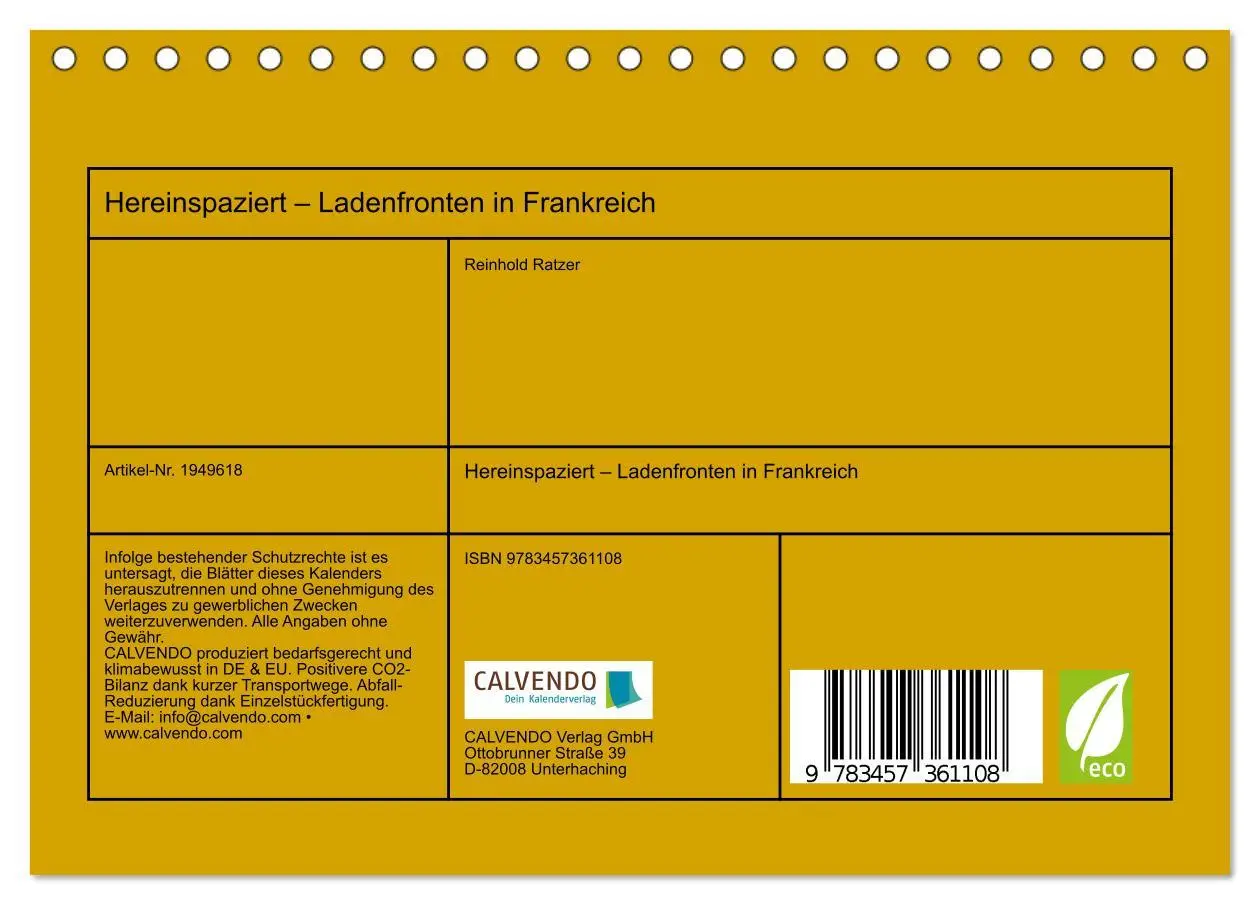 Bild: 9783457361108 | Hereinspaziert - Ladenfronten in Frankreich (Tischkalender 2026 DIN...