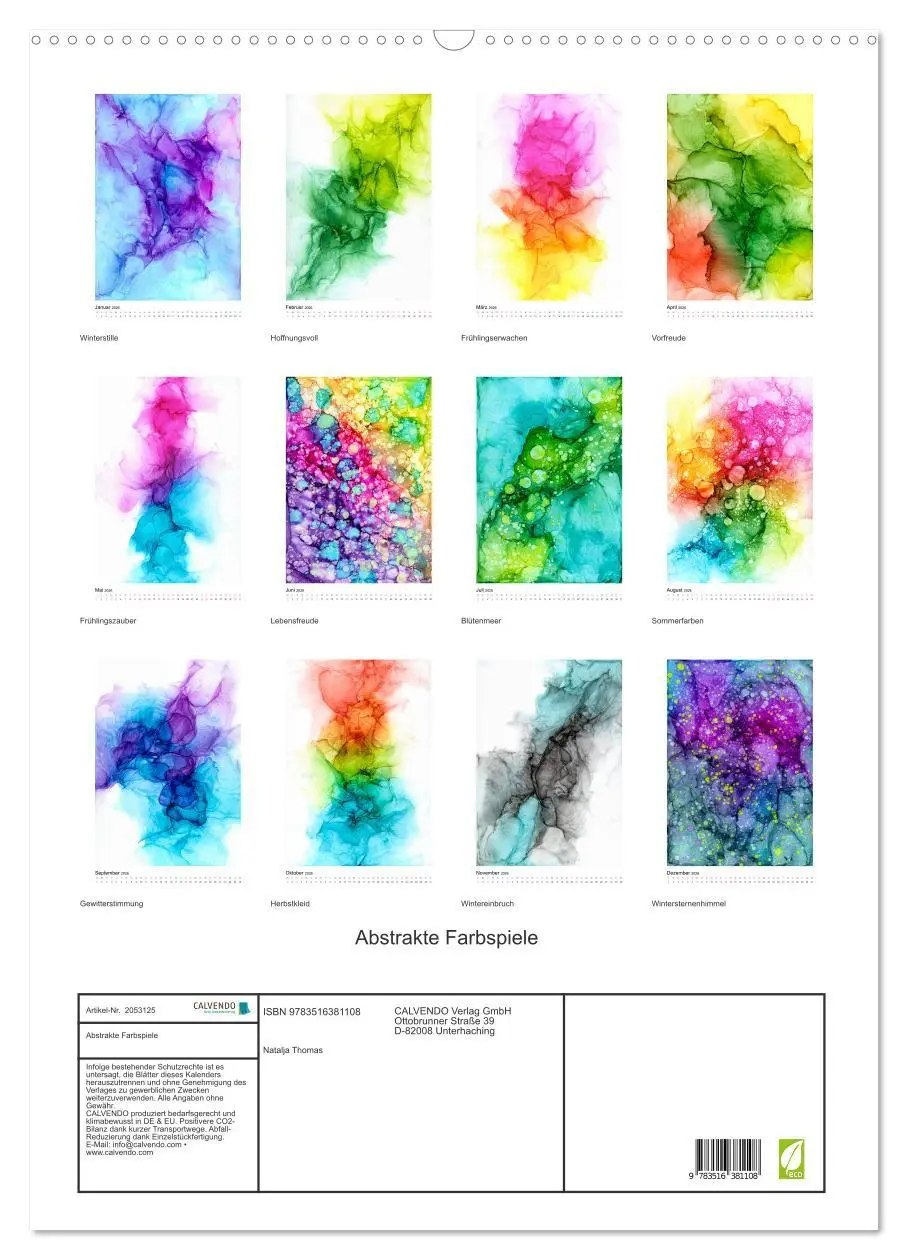 Bild: 9783516381108 | Abstrakte Farbspiele (Wandkalender 2026 DIN A2 hoch), CALVENDO...
