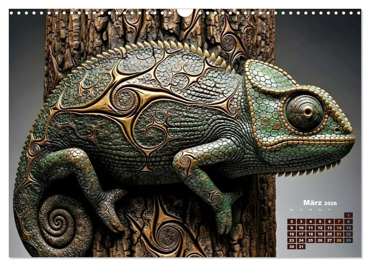 Bild: 9783516691108 | Chamäleon Artwork (Wandkalender 2026 DIN A3 quer), CALVENDO...