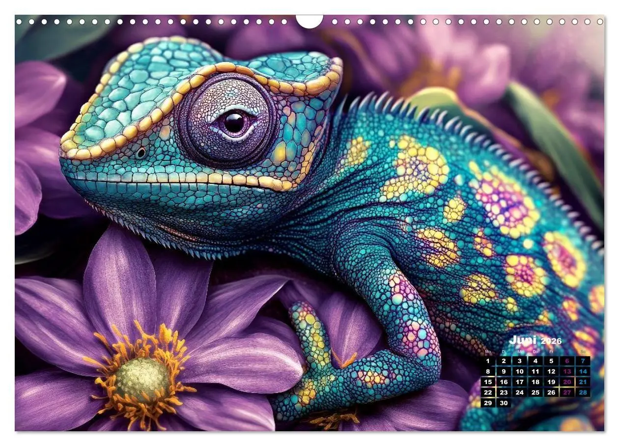 Bild: 9783516691108 | Chamäleon Artwork (Wandkalender 2026 DIN A3 quer), CALVENDO...