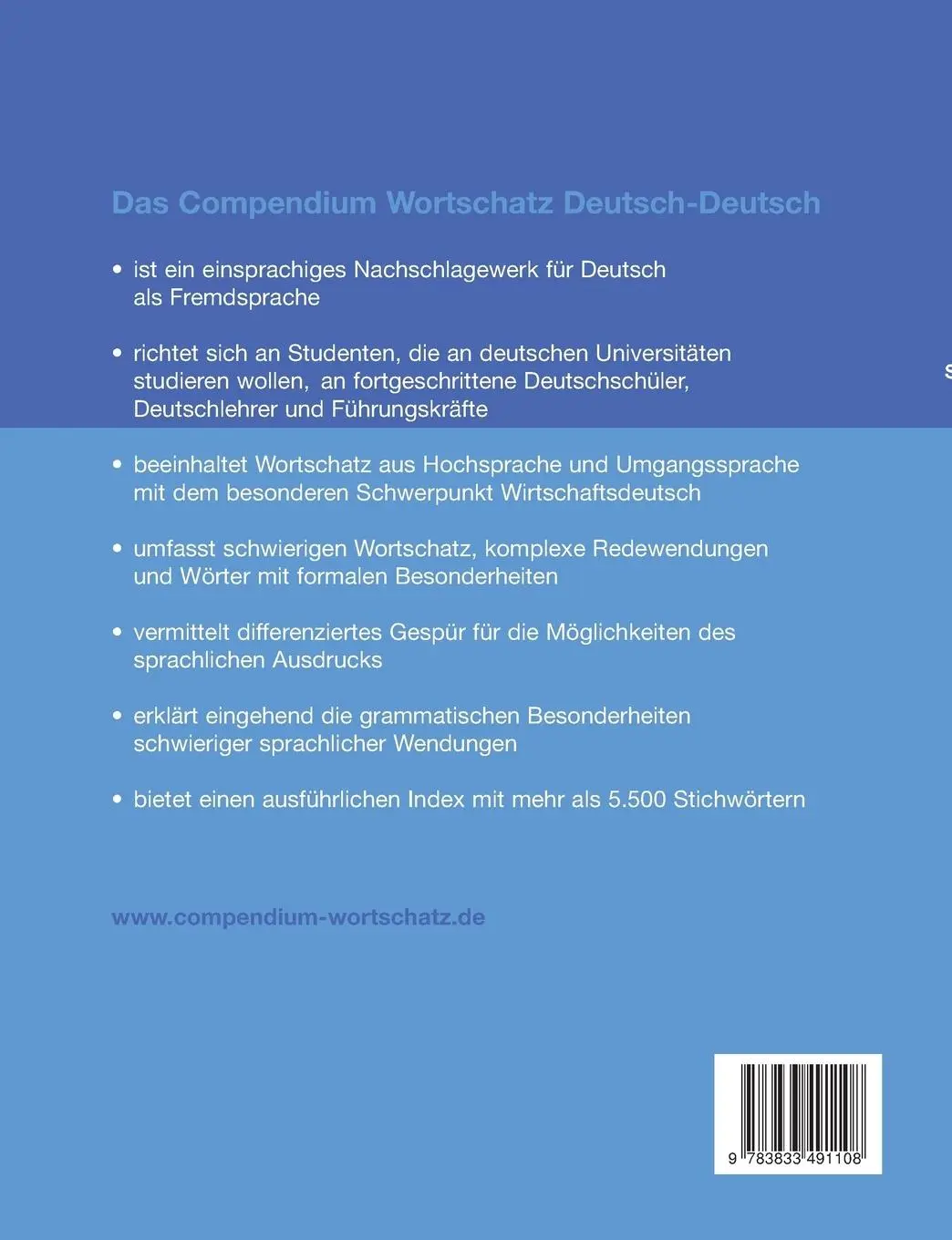 Rückseite: 9783833491108 | Compendium Wortschatz Deutsch-Deutsch, erweiterte Neuausgabe | Buch