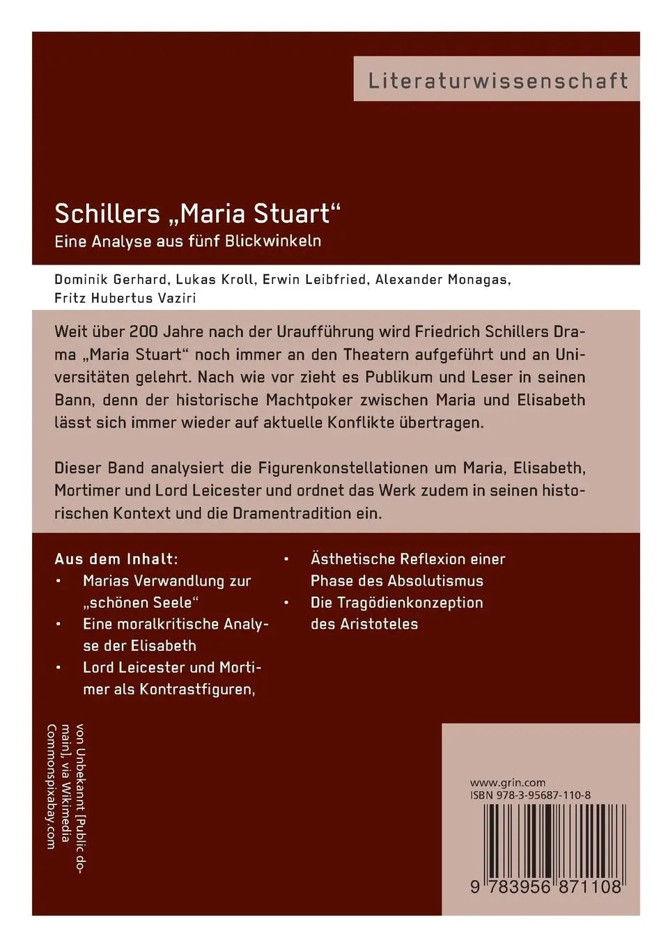 Rückseite: 9783956871108 | Schillers ¿Maria Stuart¿ ¿ Eine Analyse aus fünf Blickwinkeln | Vaziri