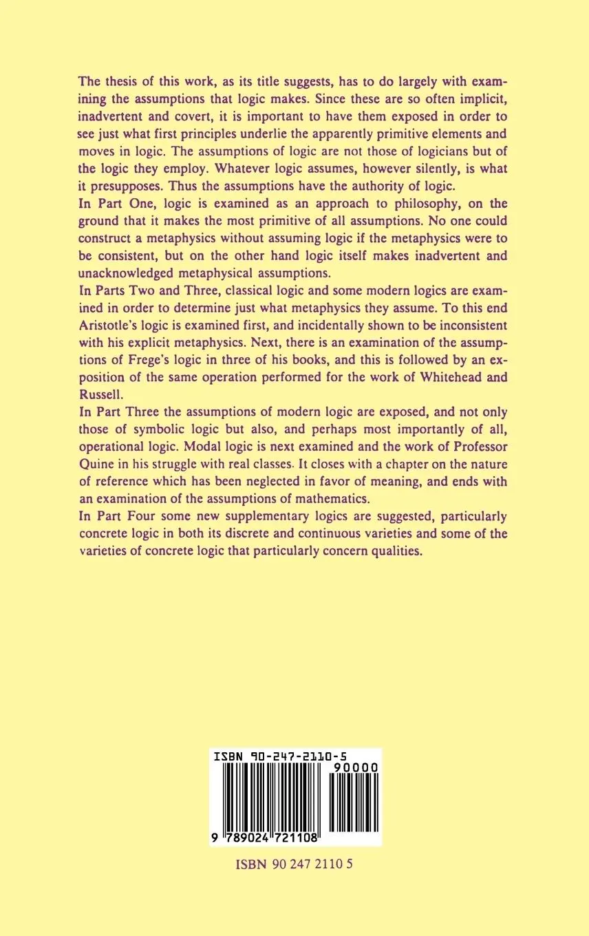 Rückseite: 9789024721108 | Assumptions of Grand Logics | J. K. Feibleman | Buch | xiii | Englisch
