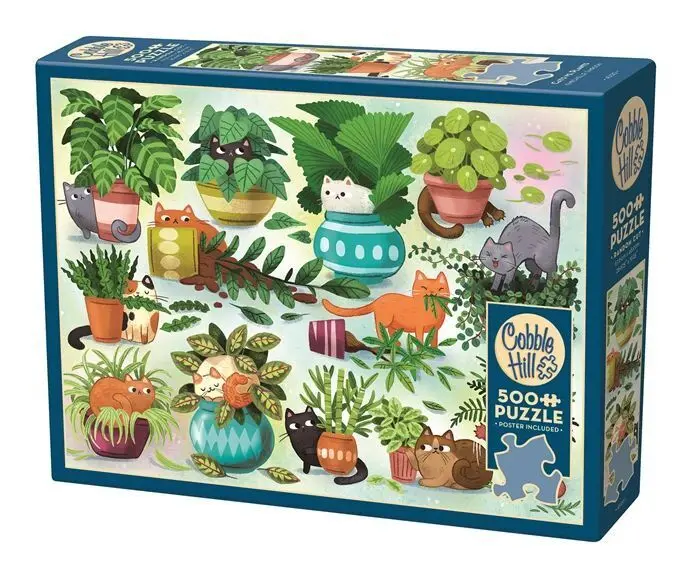 Cover: 625012451208 | COBBLE HILL PUZZLES - Katzen gegen Pflanzen 500 Teile | Spiel | 2025