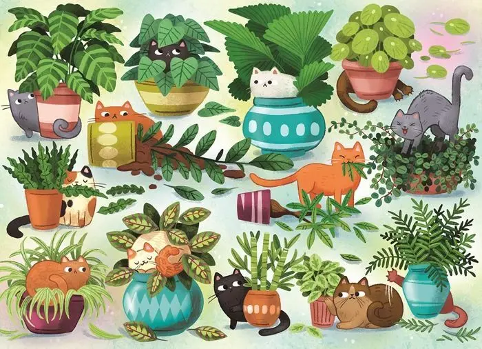 Bild: 625012451208 | COBBLE HILL PUZZLES - Katzen gegen Pflanzen 500 Teile | Spiel | 2025
